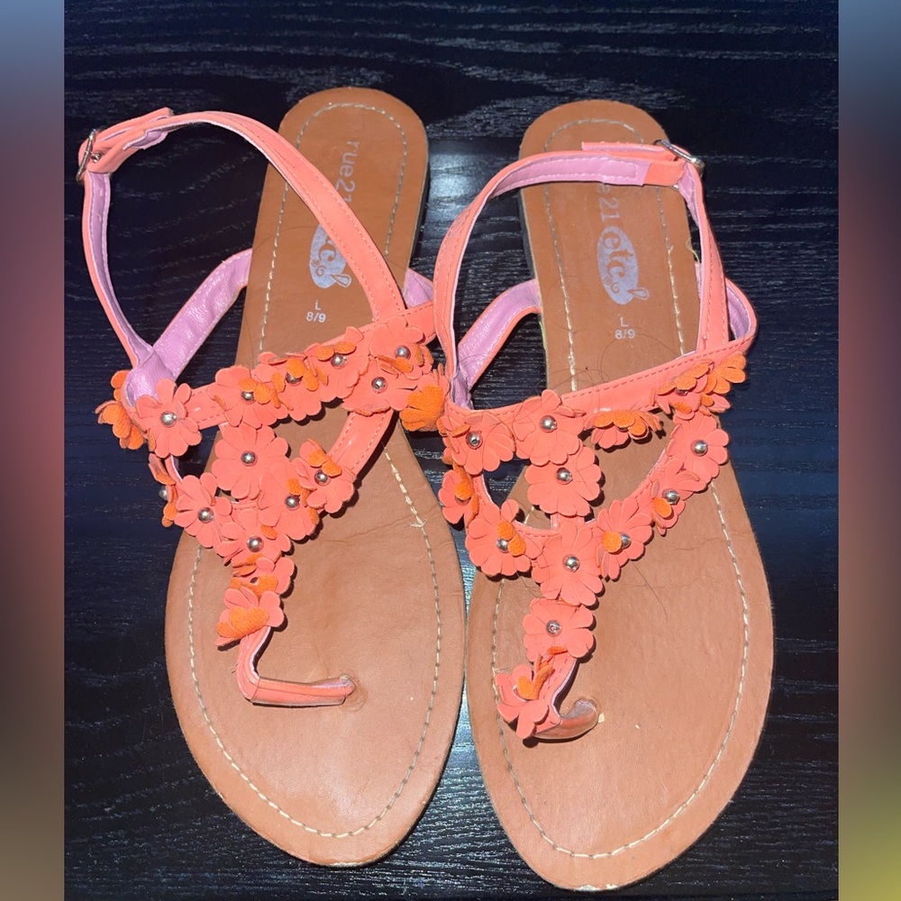 Floral Coral Sandals